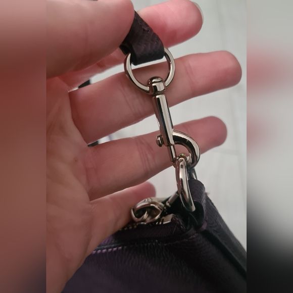 COACH KITT CROSSGRAIN LEATHER CROSSBODY SWING BAG PURPLE OXBLOOD SILVER HARDWARE - Picture 7 of 16